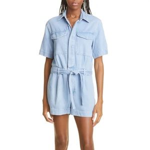 Rag and bone Belted Denim Utility Romper In Blossom- size XS